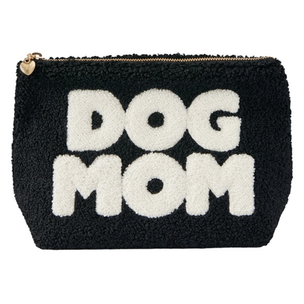 Black and White Sherpa 'Dog Mom' Pouch
